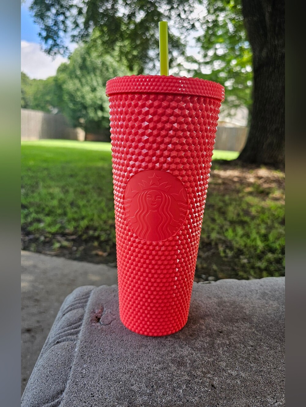 Starbucks Red/Hot Pink Studded Cold Cup with Straw